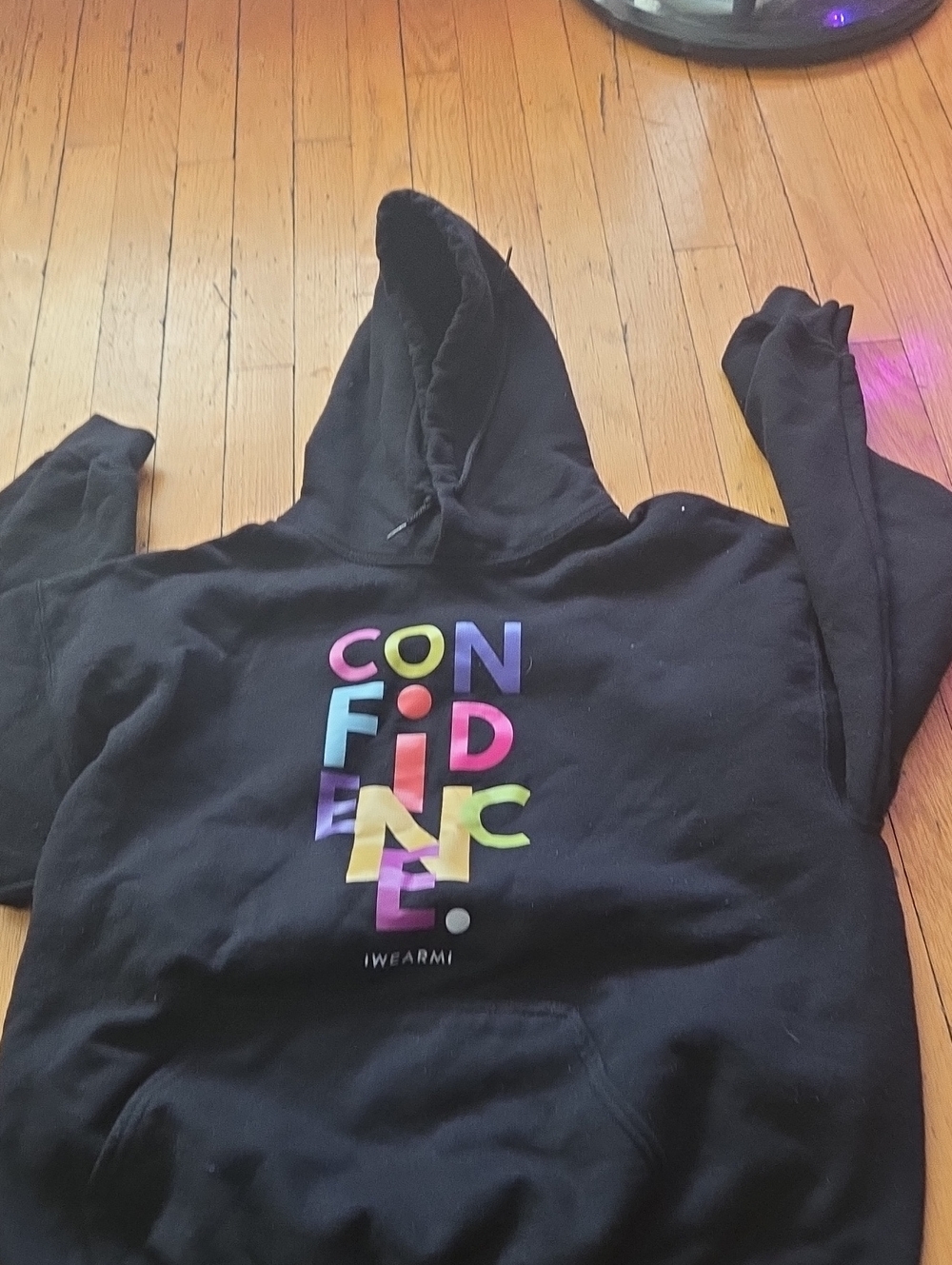 Confidence Bold Rainbow Logo Black Hoodie
